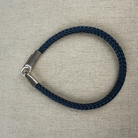 MIANSAI Mens Blue Rodium Plated Sterling Silver Crew Rope Bracelet - Picture 2 of 7